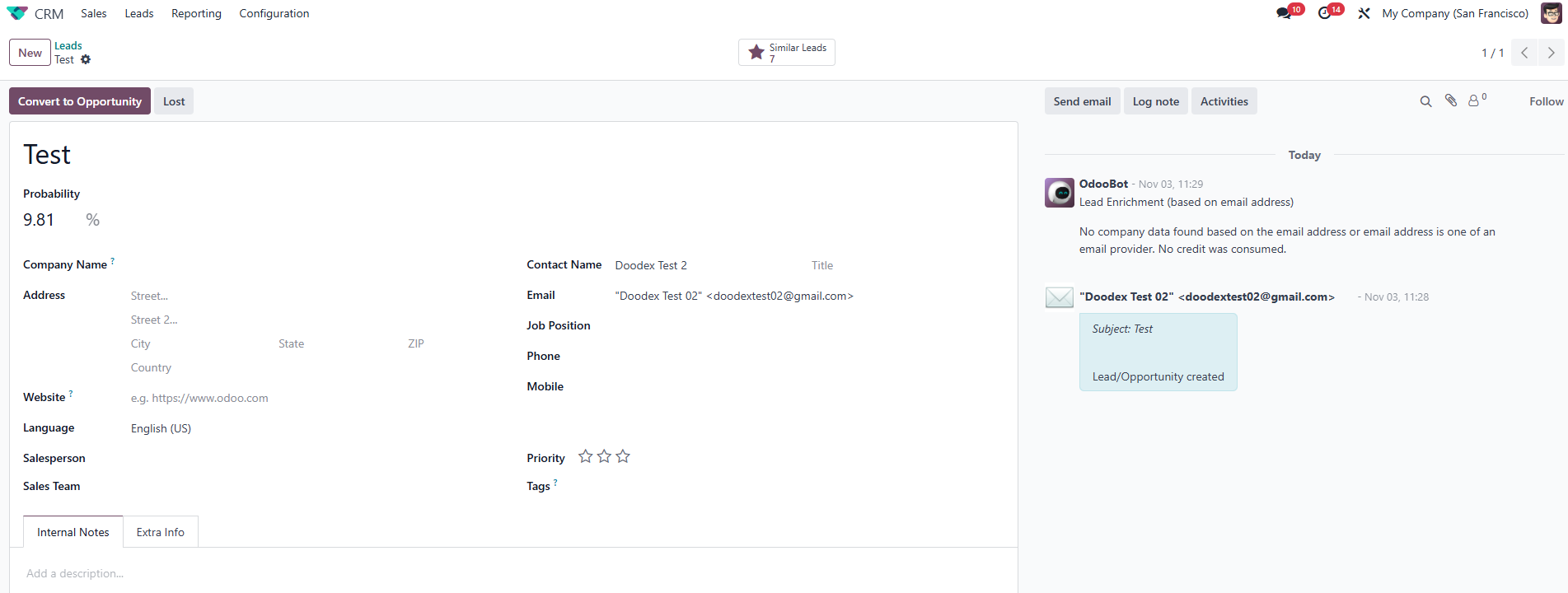 Unknown senders automatically create a Lead/Contact only if the sender’s email does not already exist in Odoo Contacts Unknown senders automatically create a Lead/Contact only if the sender’s email does not already exist in Odoo Contacts