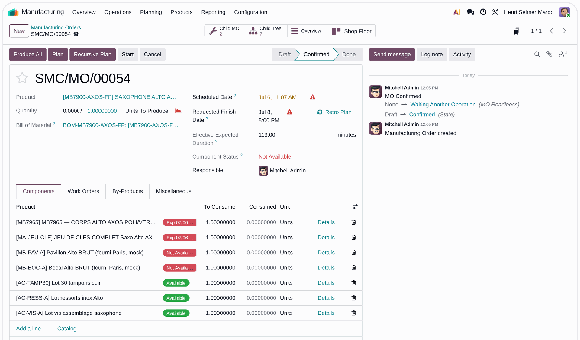 Odoo Retro Plan — planification depuis la date de livraison